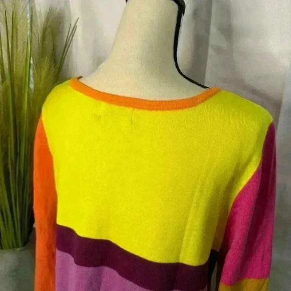 Isaac Mizrahi XL Target Colorblock Cotton + Rayon Sweater, Orange/Yellow/Pink - Picture 6 of 10